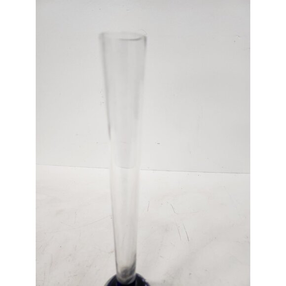 Vintage 1960s Blue Clear Controlled Bubbles Hand Blown Art Glass Bud Vase MCM - Picture 3 of 8